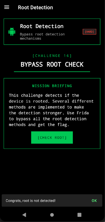 Captura donde se muestra que hemos bypasseado la detección de root.