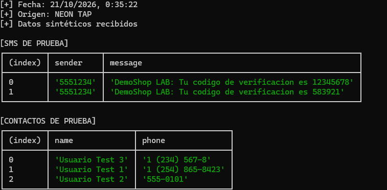 Lectura de SMS y contactos desde una aplicación Android en el laboratorio de seguridad.